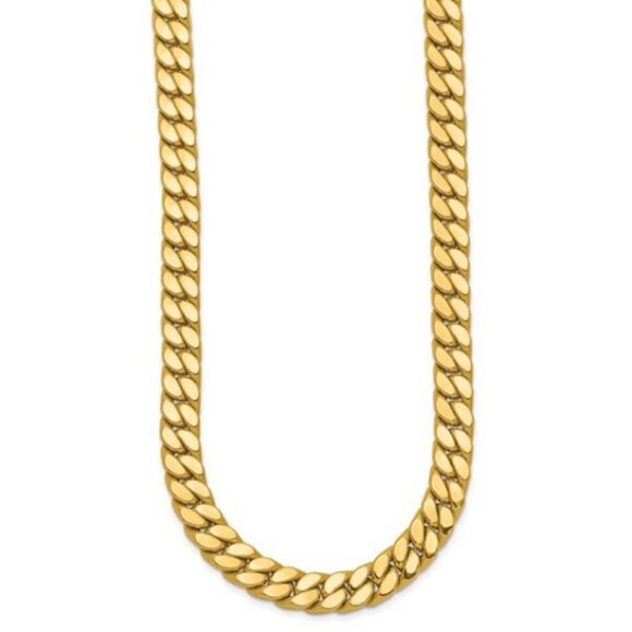 New, 14K Gold Fancy Curb Necklace with CZ Spring Ring Clasp by Leslies Jewelry - Picture 2 of 5